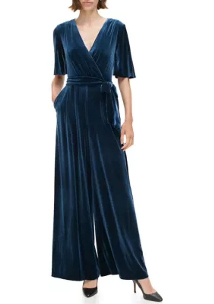 Women's Solid Velvet Jumpsuit