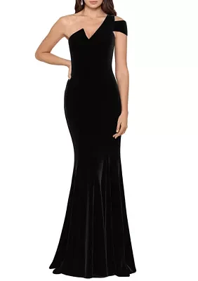 Women's Cold Shoulder Velvet Gown