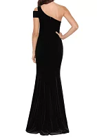 Women's Cold Shoulder Velvet Gown