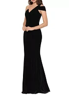 Women's Cold Shoulder Velvet Gown