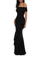 Women's Off the Shoulder Side Ruffle Gown