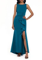 Women's Sleeveless Side Ruffle Gown