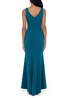 Women's Sleeveless Side Ruffle Gown