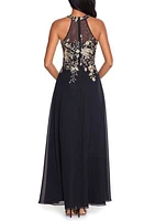 Women's Embroidered Halter Gown