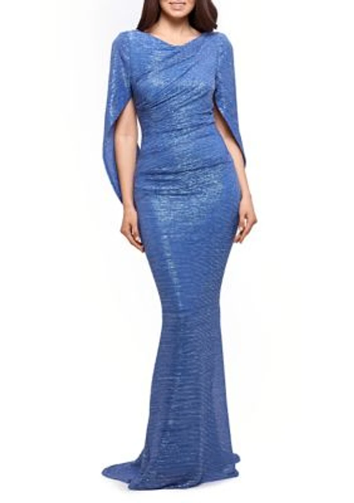 Women's Drape Back Foil Gown