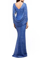 Women's Drape Back Foil Gown