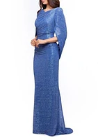 Women's Drape Back Foil Gown