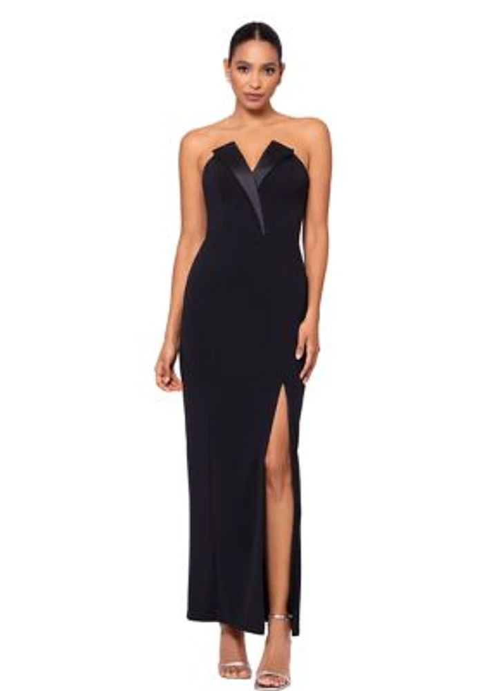 Women's Long Strapless Crepe Tuxedo Top