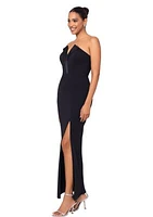 Women's Long Strapless Crepe Tuxedo Top