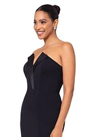 Women's Long Strapless Crepe Tuxedo Top