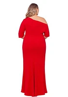 Plus Long Scuba Crepe Off the Shoulder Dress