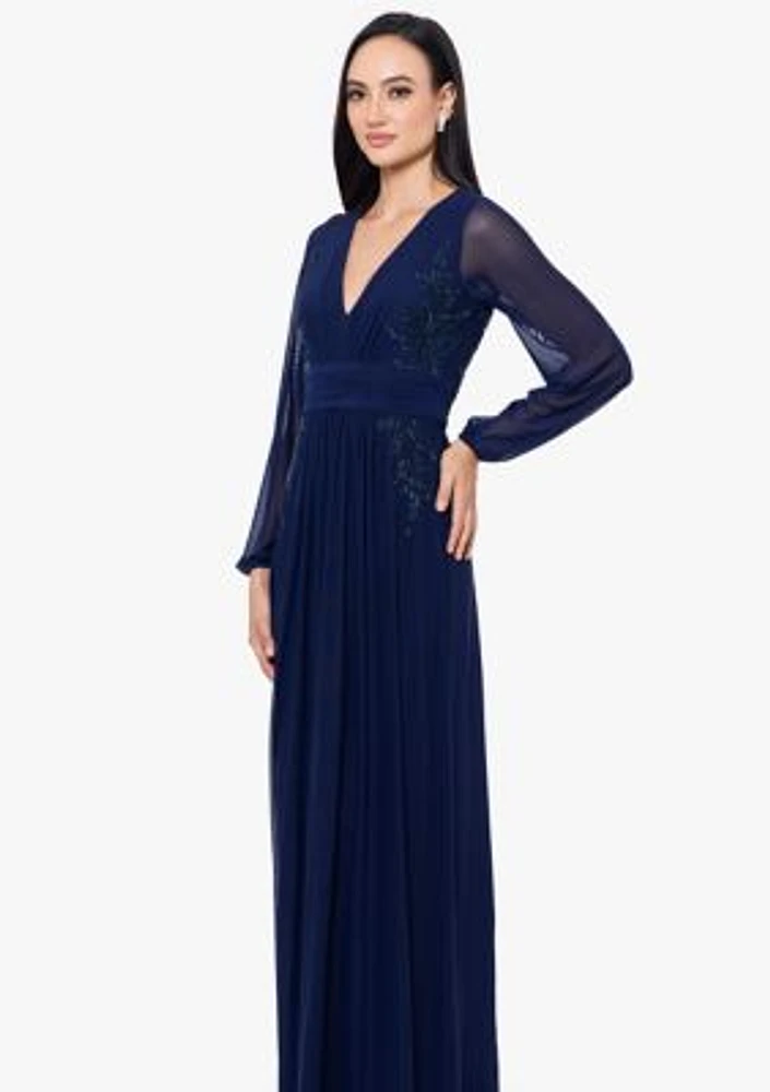 Women's V-Neck Embellished Gown