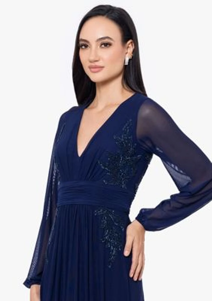 Women's V-Neck Embellished Gown