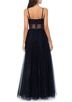 Women's Glitter Mesh Ballgown