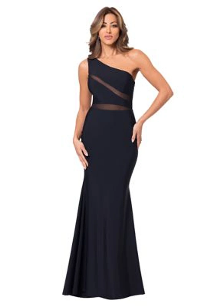 Women's One Shoulder Cut Out Scuba Gown