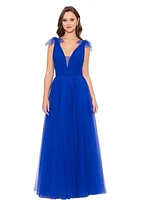 Women's V-Neck Illusion Tulle Gown