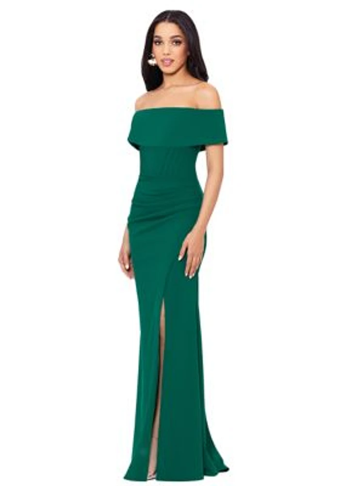 Women's Off the Shoulder Ruched Gown