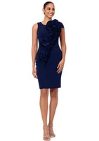 Women's Sleeveless Ruffle Body Solid Sheath Dress