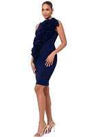 Women's Sleeveless Ruffle Body Solid Sheath Dress