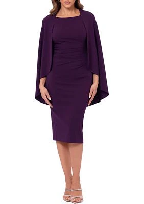 Women's Long Sleeve Capelet Sheath Dress