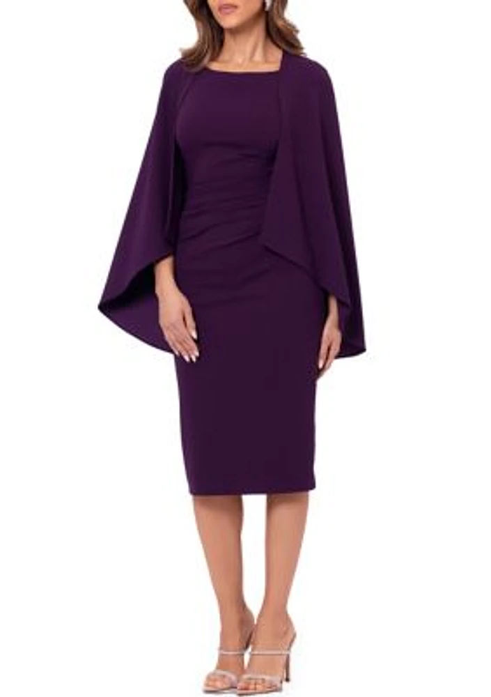 Women's Long Sleeve Capelet Sheath Dress