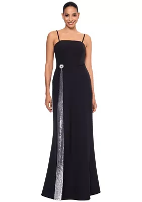 Women's Sleeveless Sequin Detail Scuba Gown