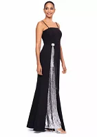 Women's Sleeveless Sequin Detail Scuba Gown