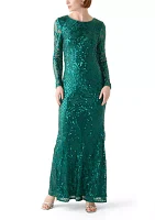 Women's Long Sleeve Sequin Gown