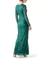 Women's Long Sleeve Sequin Gown