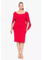 Plus Scuba Crepe Cape Back Sheath Dress