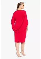 Plus Scuba Crepe Cape Back Sheath Dress