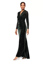 Women's Long Sleeve V-Neck Printed Gown