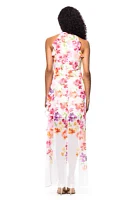 Women's Sleeveless Floral Printed Chiffon Gown