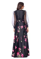 Women's Floral Printed Organza Gown