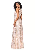 Women's Sleeveless Floral Embroidered Gown