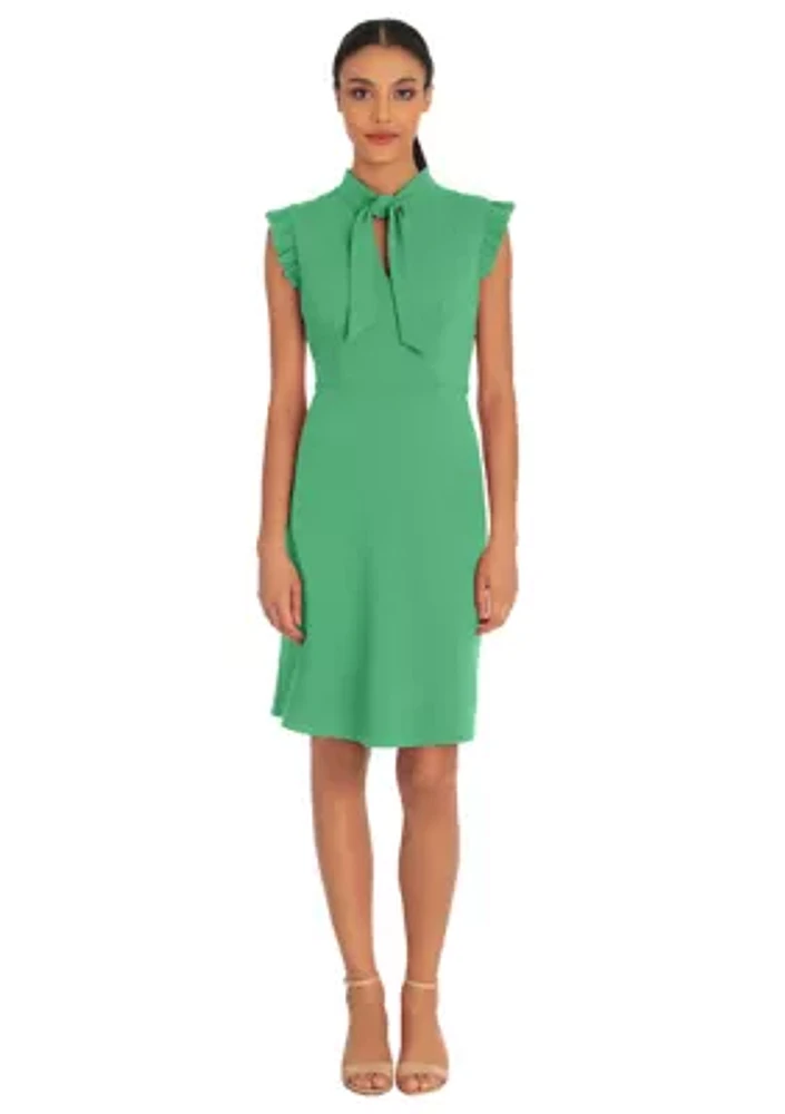 Women's Front Neck Tie A-Line Dress