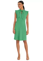 Women's Front Neck Tie A-Line Dress