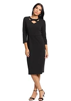 Women's Solid Scuba Crepe Crisscross Neck Sheath Dress