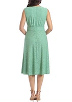 Women's Sleeveless Solid Eyelet Jersey Midi Fit and Flare Dress