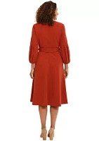 Women's Belted Fit and Flare Dress