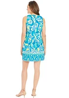 Women's Sleeveless Swirl Printed Cotton Sheath Dress