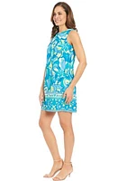 Women's Sleeveless Swirl Printed Cotton Sheath Dress