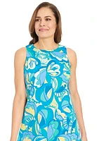 Women's Sleeveless Swirl Printed Cotton Sheath Dress