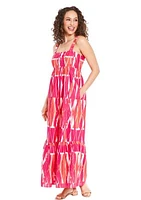 Women's Square Neck Cotton Print Maxi Dress