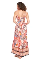 Women's Square Neck Cotton Print Maxi Dress