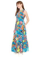 Women's Sleeveless Abstract Print Maxi Dress