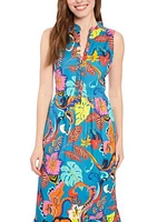 Women's Sleeveless Abstract Print Maxi Dress