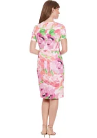 Women's Floral Printed Scuba Crepe Sheath Dress