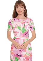 Women's Floral Printed Scuba Crepe Sheath Dress