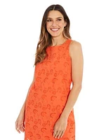 Women's Sleeveless Cotton Eyelet Shift Dress